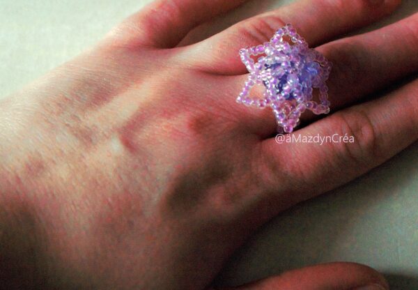 Bague en perle violette – Image 3