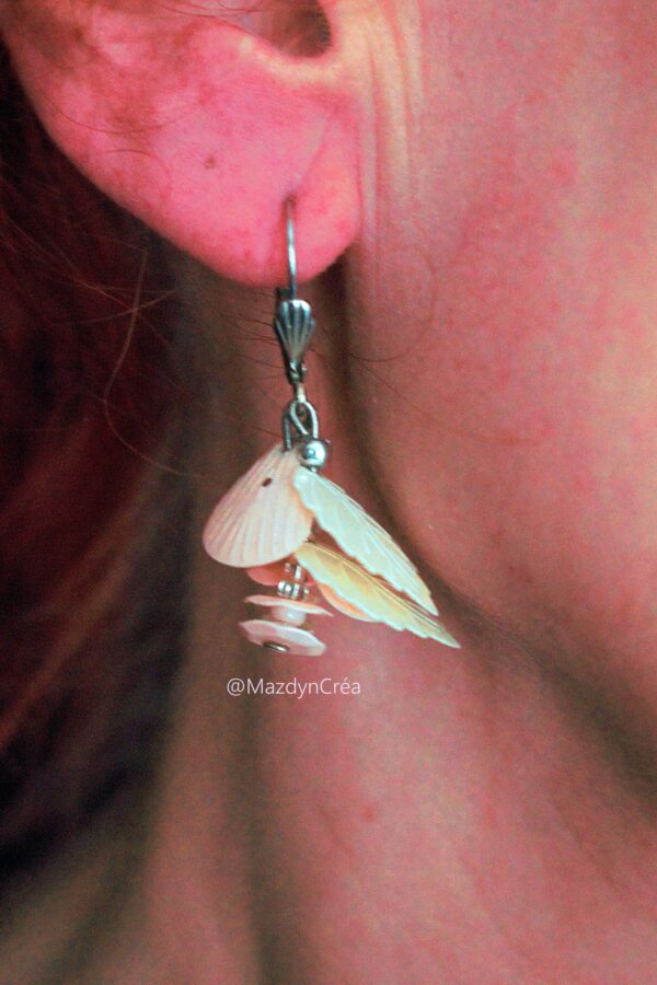 Boucles d'oreilles coquillage et feuille